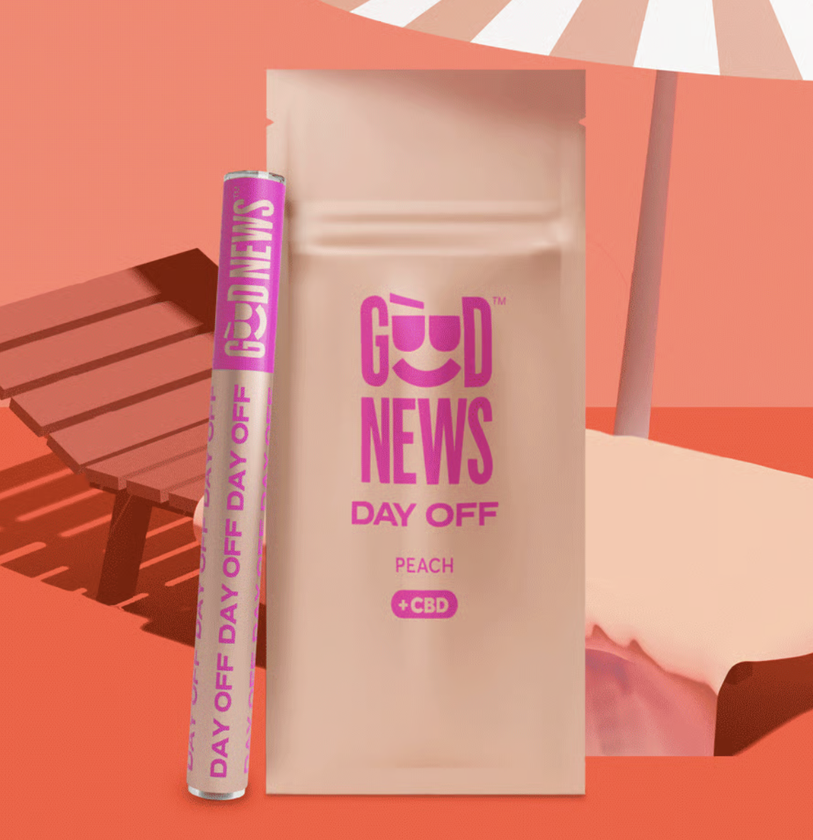 Photograph of product: GOOD NEWS DAY OFF PEACH 1: 2 CBD DISPOSABLE 1G