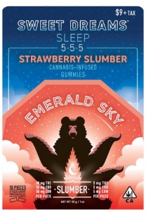 Photograph of product: Strawberry Slumber [I] - 50MG CBN/CBD/TH-oui 5:5:5 Sweet Dreams Gummies 10PK