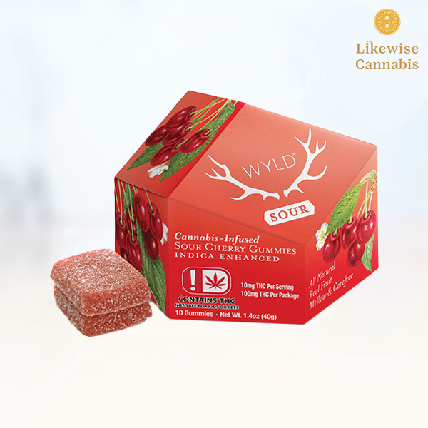 Photograph of product: 10-PACK 100MG SOUR CHERRY Oui'd GUMMIES