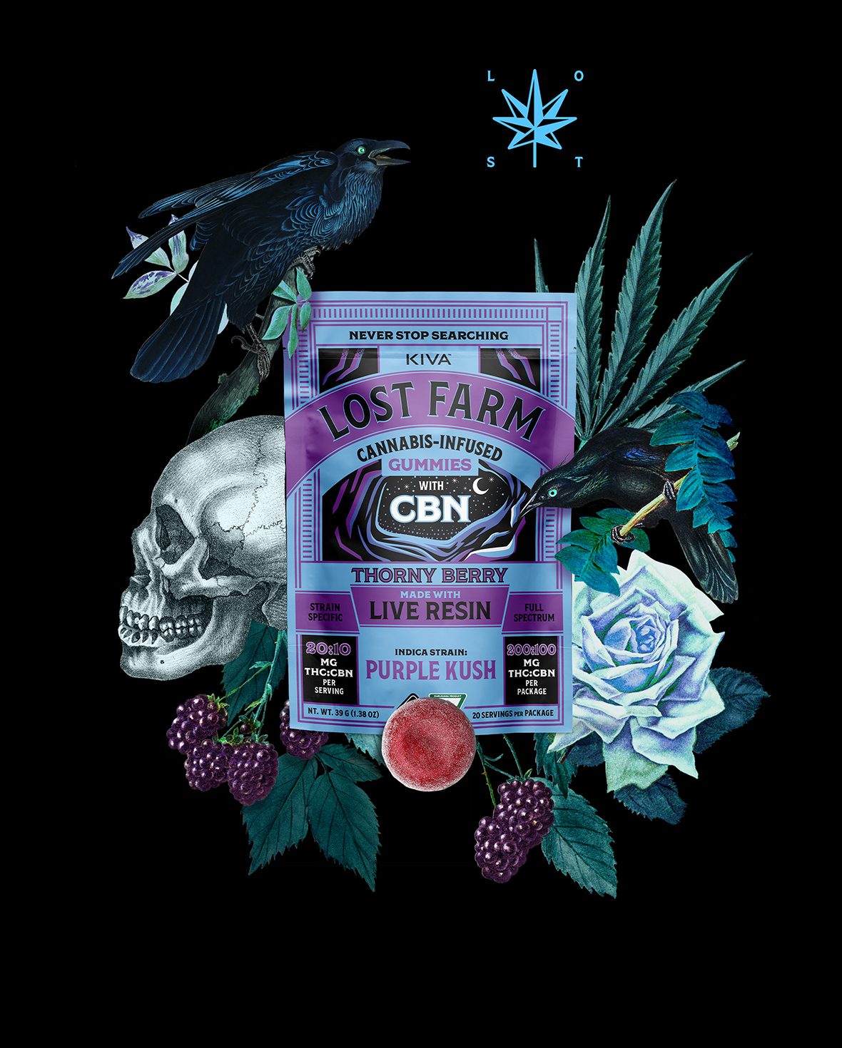 Photograph of product: Lost Farms | Thornyberry 1:1 TH-oui:CBN | 100mg