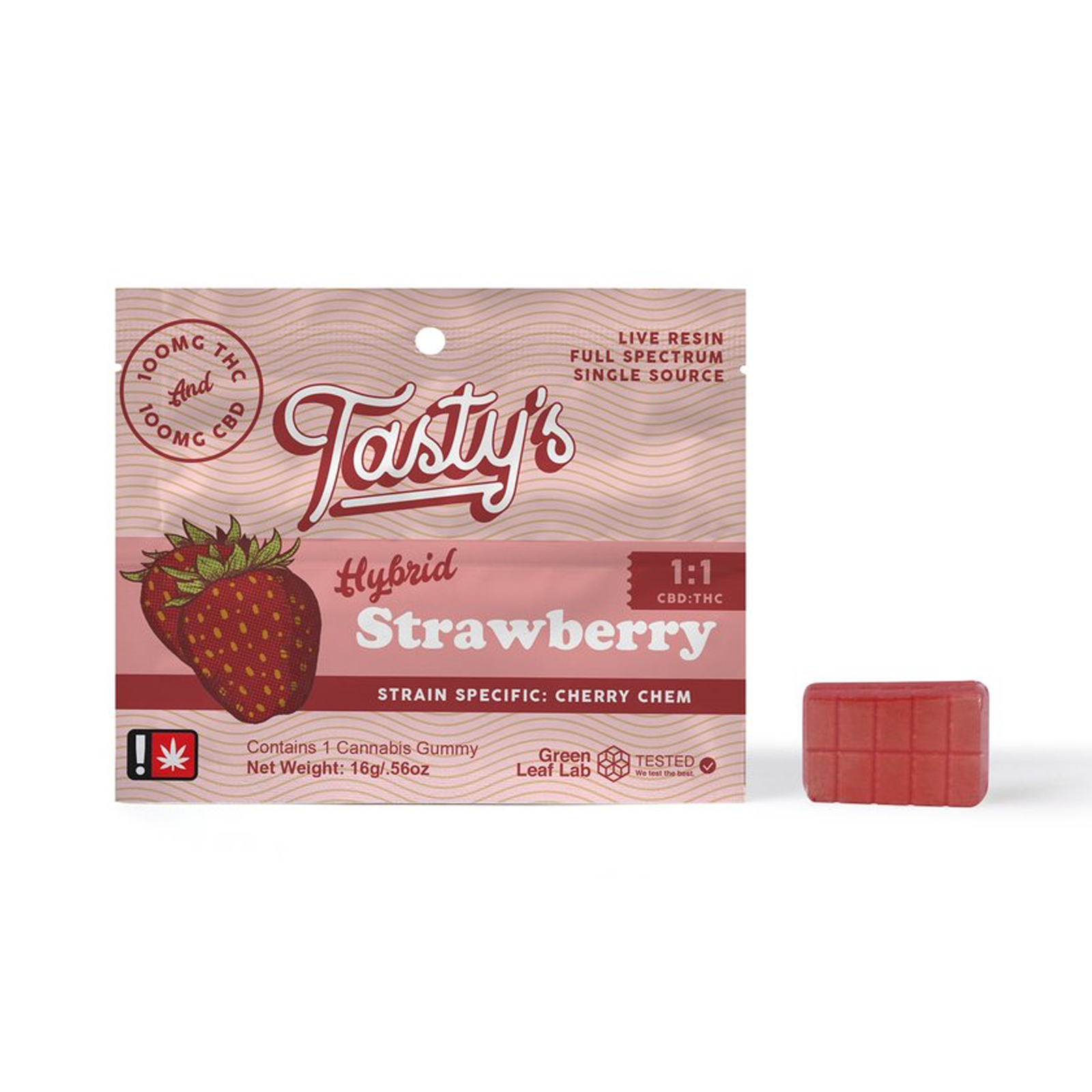 Photograph of product: Strawberry 1:1 Single Gummy | 100mg