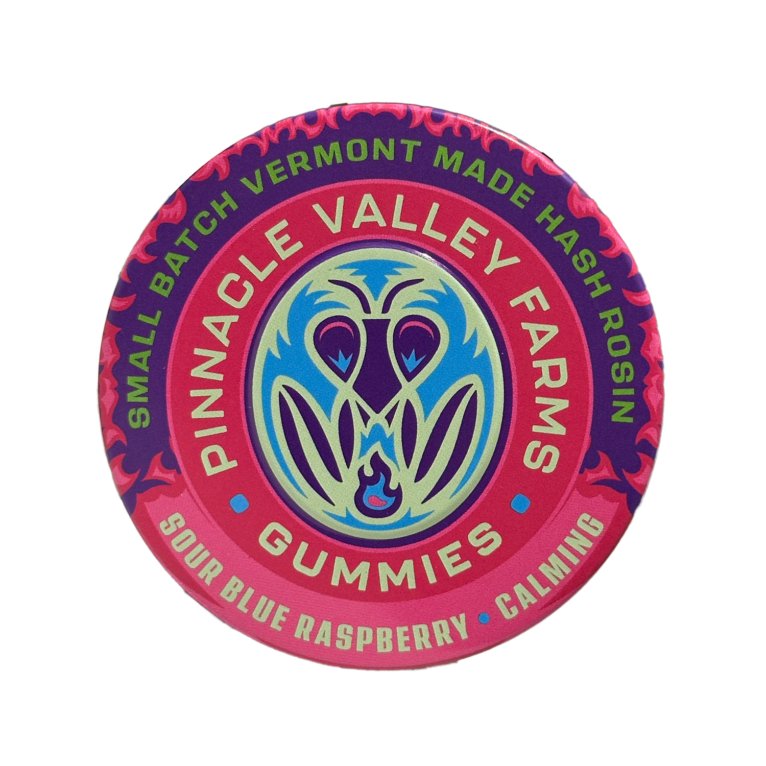 Photograph of product: Sour Blue Raspberry Rosin Gummies | 100mg TH-oui | Pinnacle Valley Farm