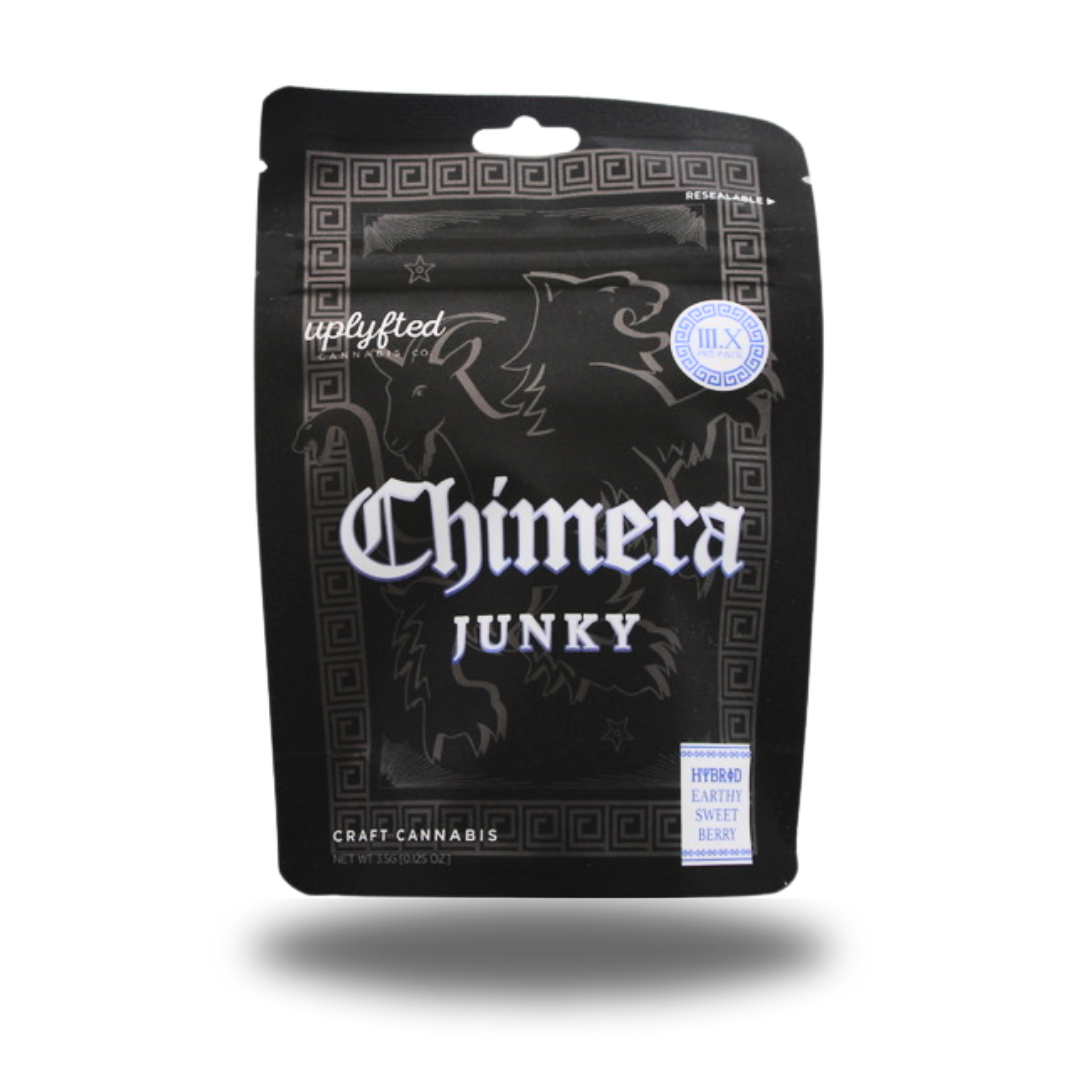 Photograph of product: Uplyfted | Chimera Junky Prepackaged Flower | 3.5g
