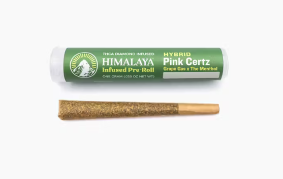 Photograph of product: HIMALAYA | PINK CERTZ | DIAMOND INFUSED PREROLL | 1G