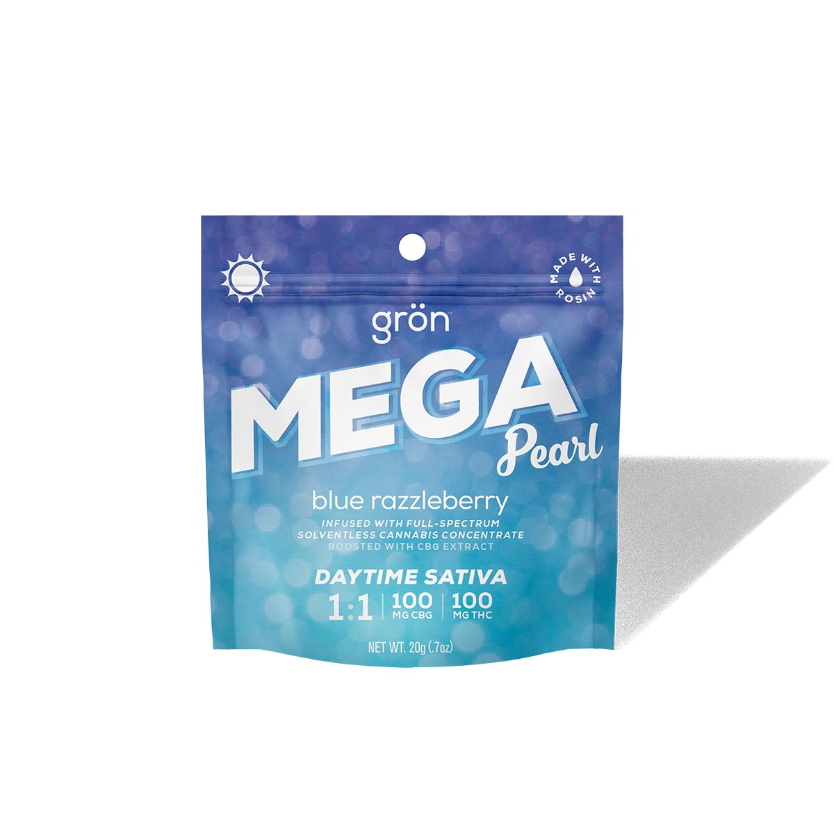 Photograph of Product: 1:1 Blue Razzleberry Mega Pearl - CBG/THC