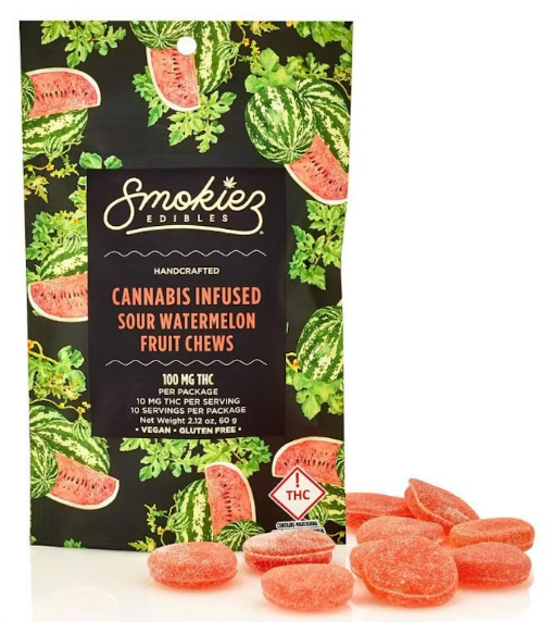 Photograph of product: Smokiez - Gummies - (H) - Sour Watermelon - 100mg