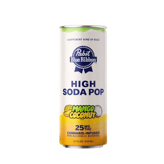 Photograph of product: Pabst Blue Ribbon High Soda Mango Coconut Singles 25mg - 