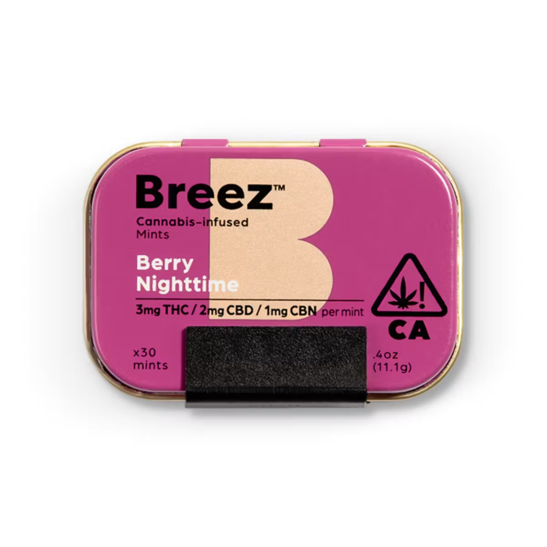 Photograph of product: Breez - Berry Nighttime 1:1 (TH-oui/CBN) Mints 200mg