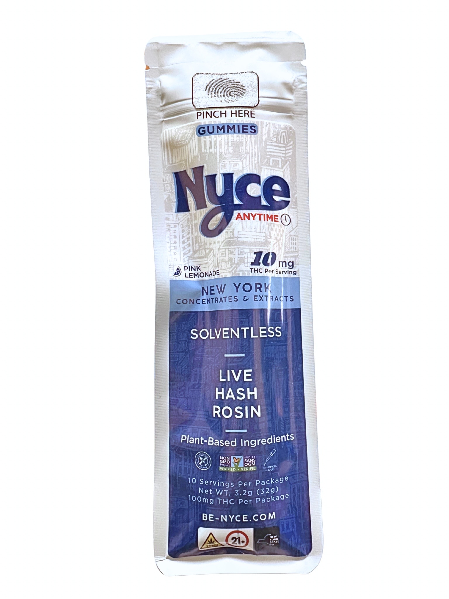 Photograph of Product: NYCE | Pink Lemonade | Live Rosin Gummies | 100mg