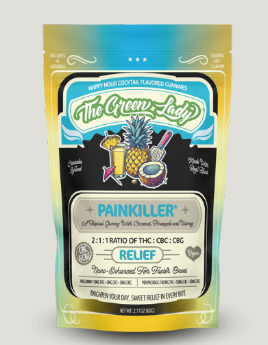 Photograph of product: The Green Lady | PainKiller | 100mg 10pk 2:1:1 Gummies