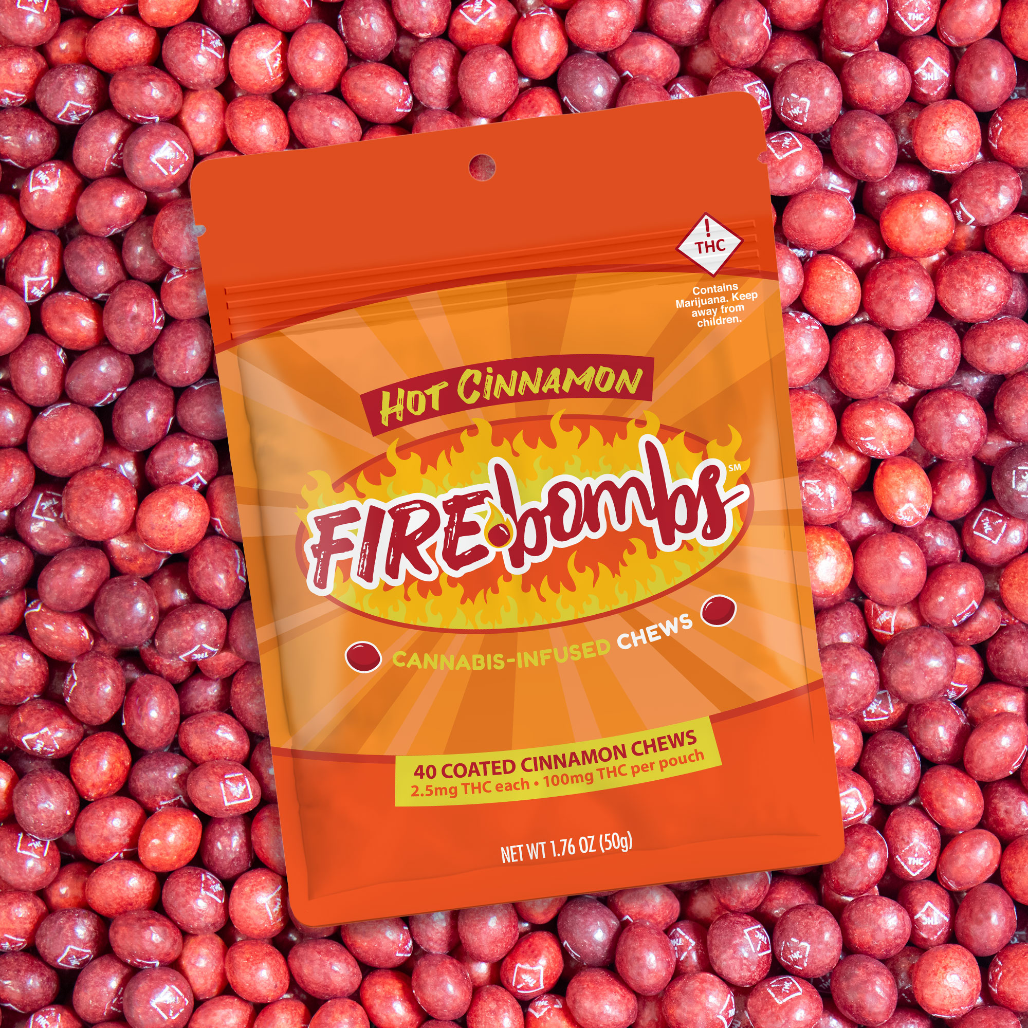 Photograph of Product: Fire Bombs Hot Cinnamon (40pk / 100mg THC)