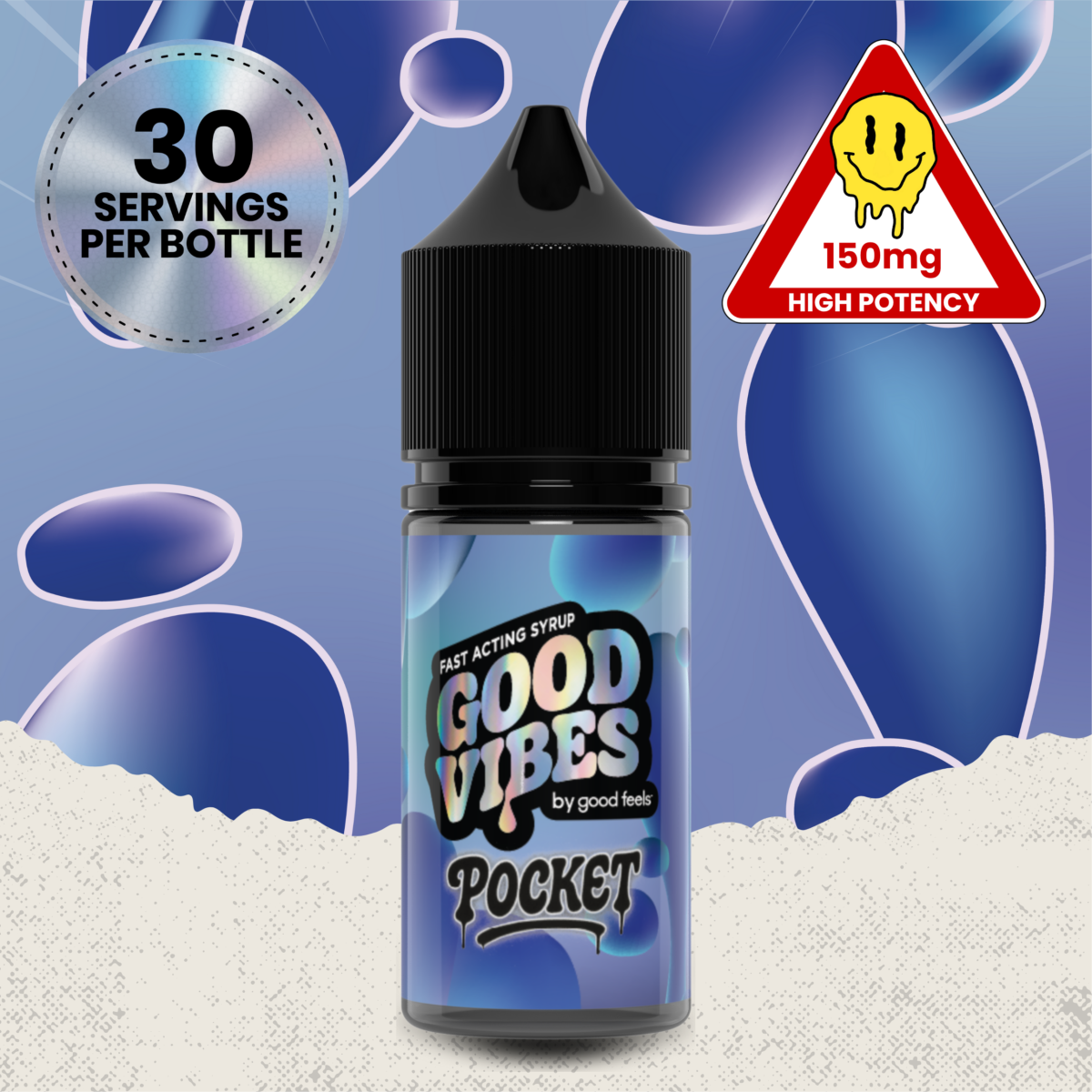 Photograph of product: Good Vibes POCKET Blue Raspberry 150MG TH-oui