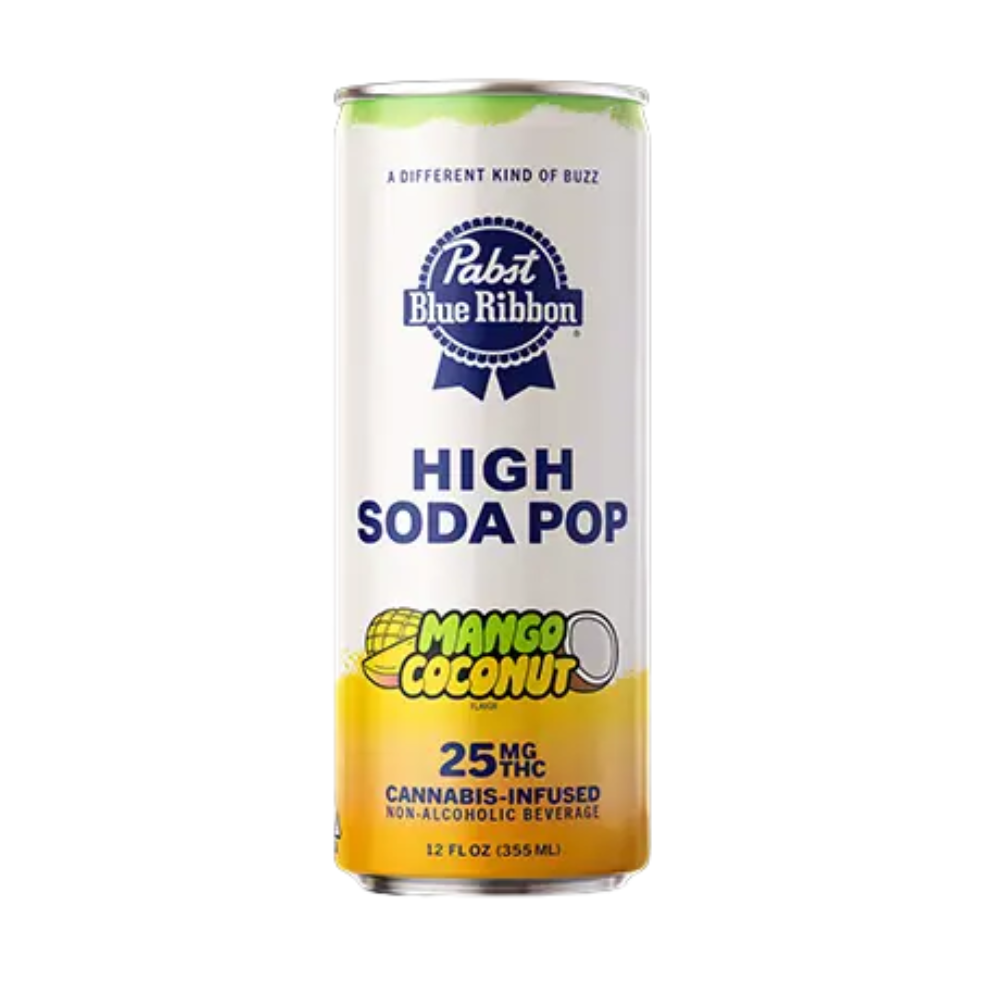 Photograph of product: MANGO COCONUT SELTZER 25MG - PABST BLUE RIBBON