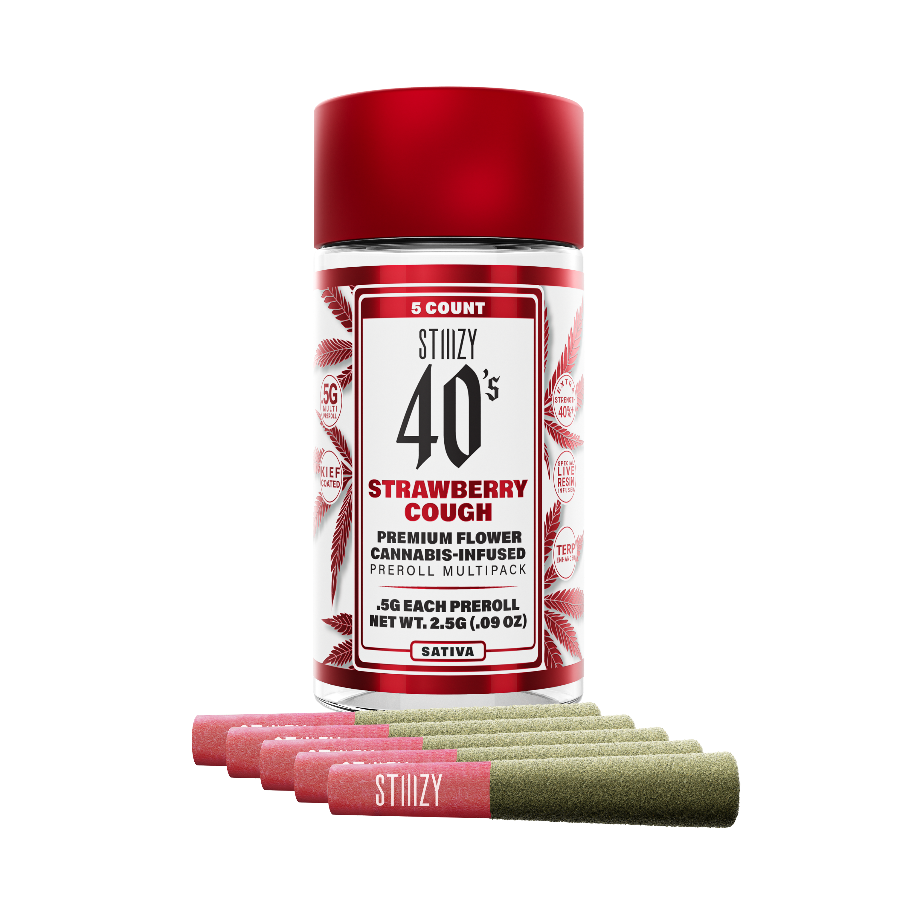 Photograph of product: STIIIZY - Infused Pre-Roll Pack - Strawberry Cough (S) -5 x