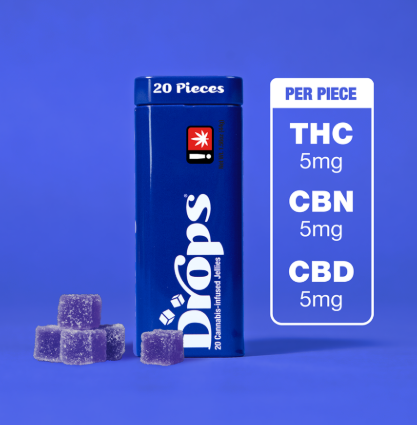 Photograph of product: 1:1:1 TH-oui:CBN:CBD Black Currant | 20pk