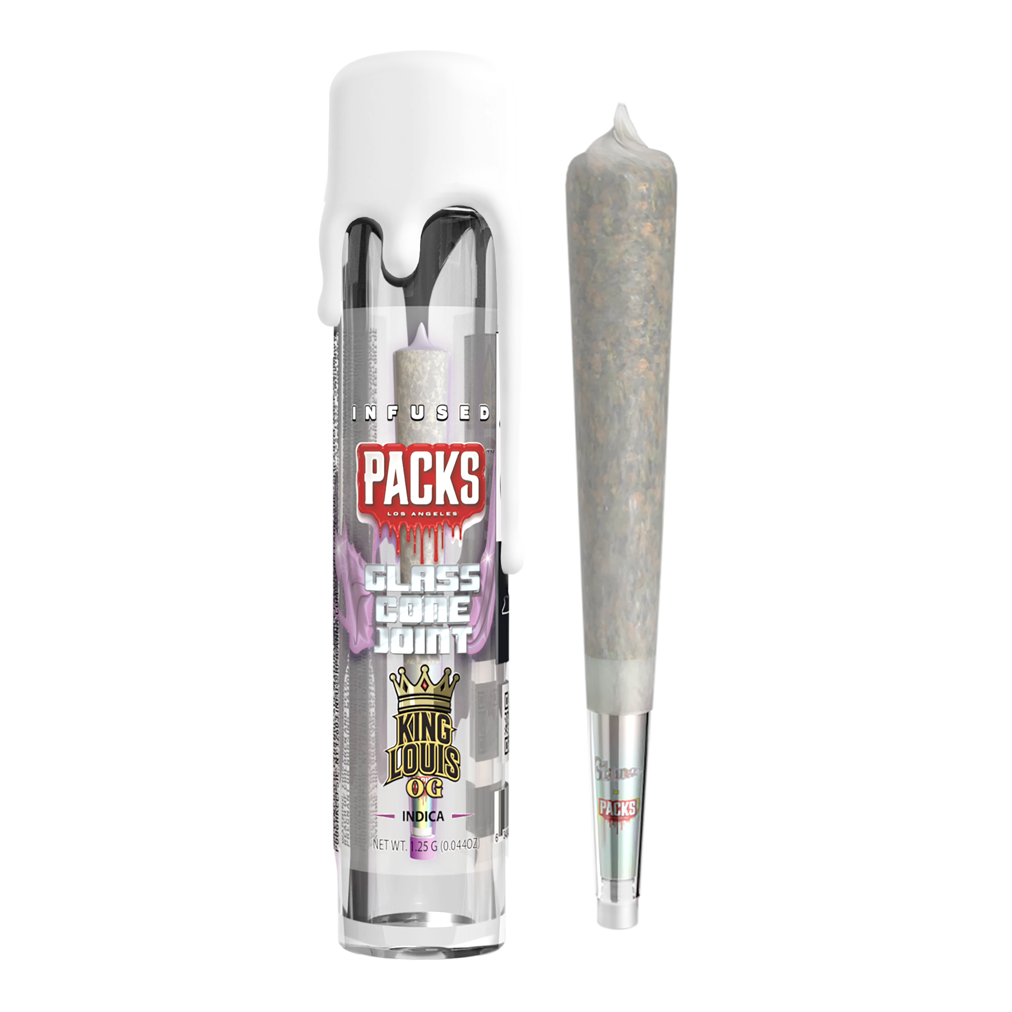 Photograph of product: KING LOUIS OG | Packs Glones - Infused Glass Cone Joint | 1.25G