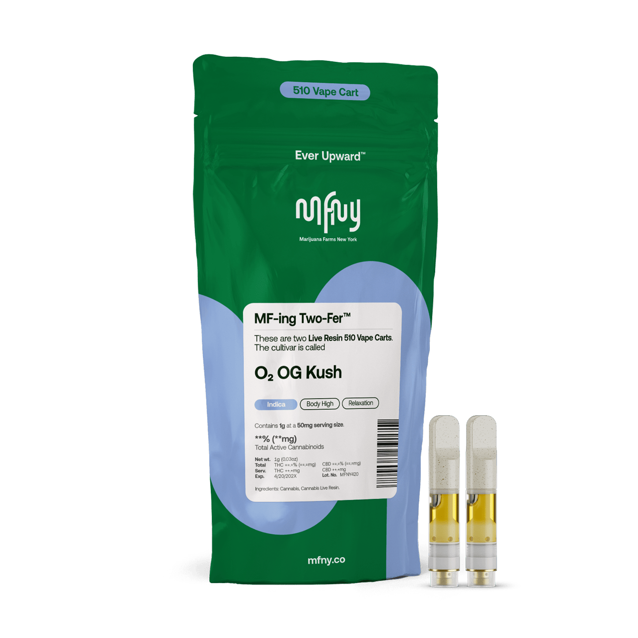 Photograph of product: O2 OG Kush Live Resin 510 Cart Two-Fer | .5g | 2pk