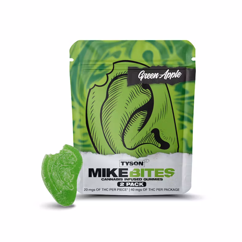 Photograph of product: TYSON 2.0 GREEN APPLE MIKE BITES GUMMIES 40MG