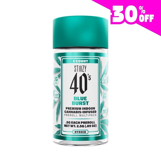 Photograph of product: Blue Burst - 40's Infused Prerolls 5pk (2.5g) - 