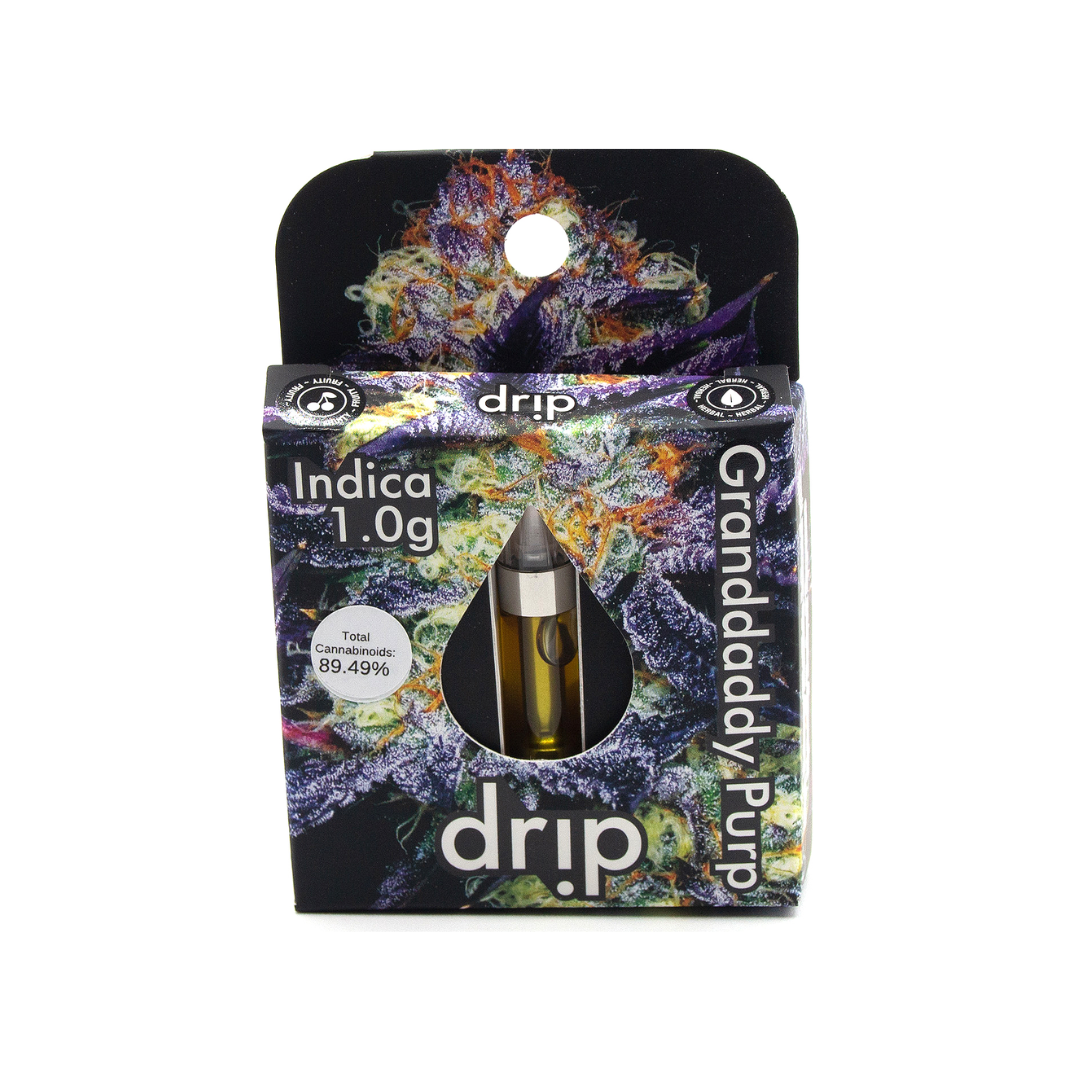 Photograph of product: Drip | Distillate | 510 Cartridge | Granddaddy Purp | 1g