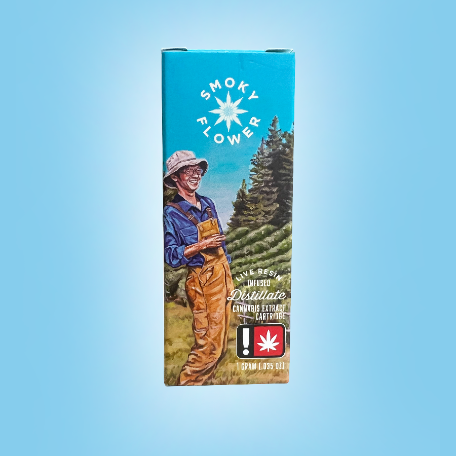 Photograph of product: Cartridge ~ Smoky Flower ~ 1g Dist. Cart ~ Vanilla Frosting ~ Green Leaf Special