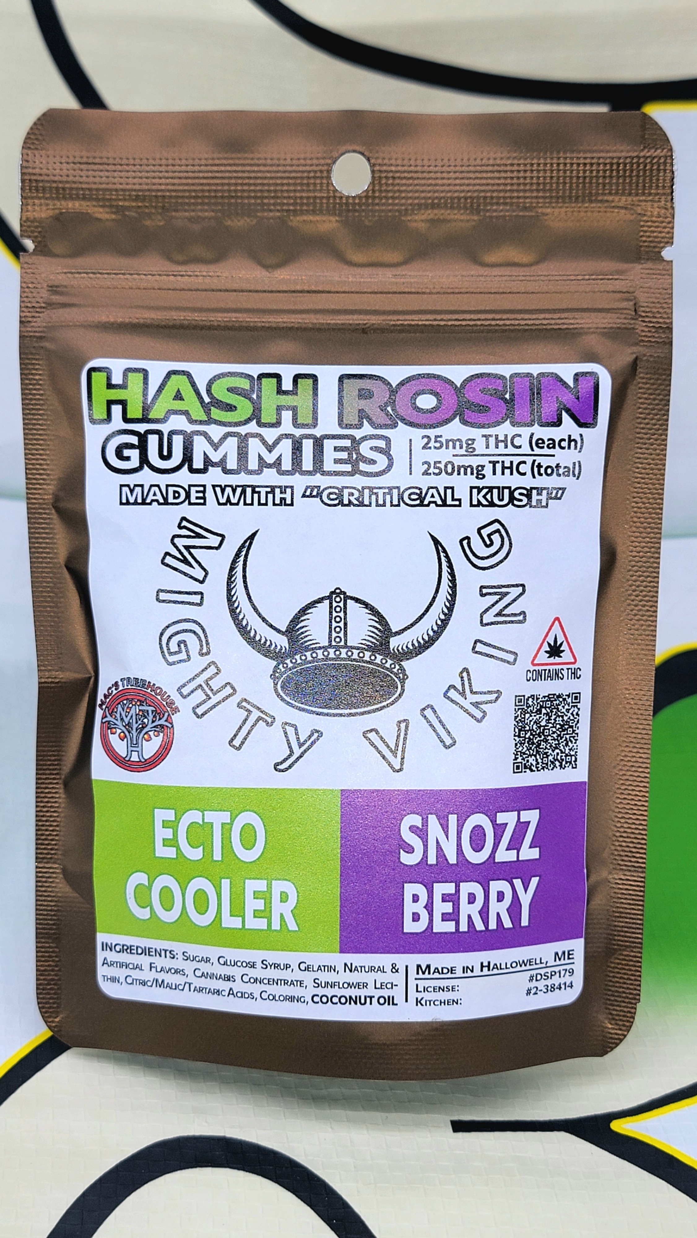 Photograph of product: Mighty Viking 10mg au chocolat Gummies Sour Blue Razz/Sour Watermelon
