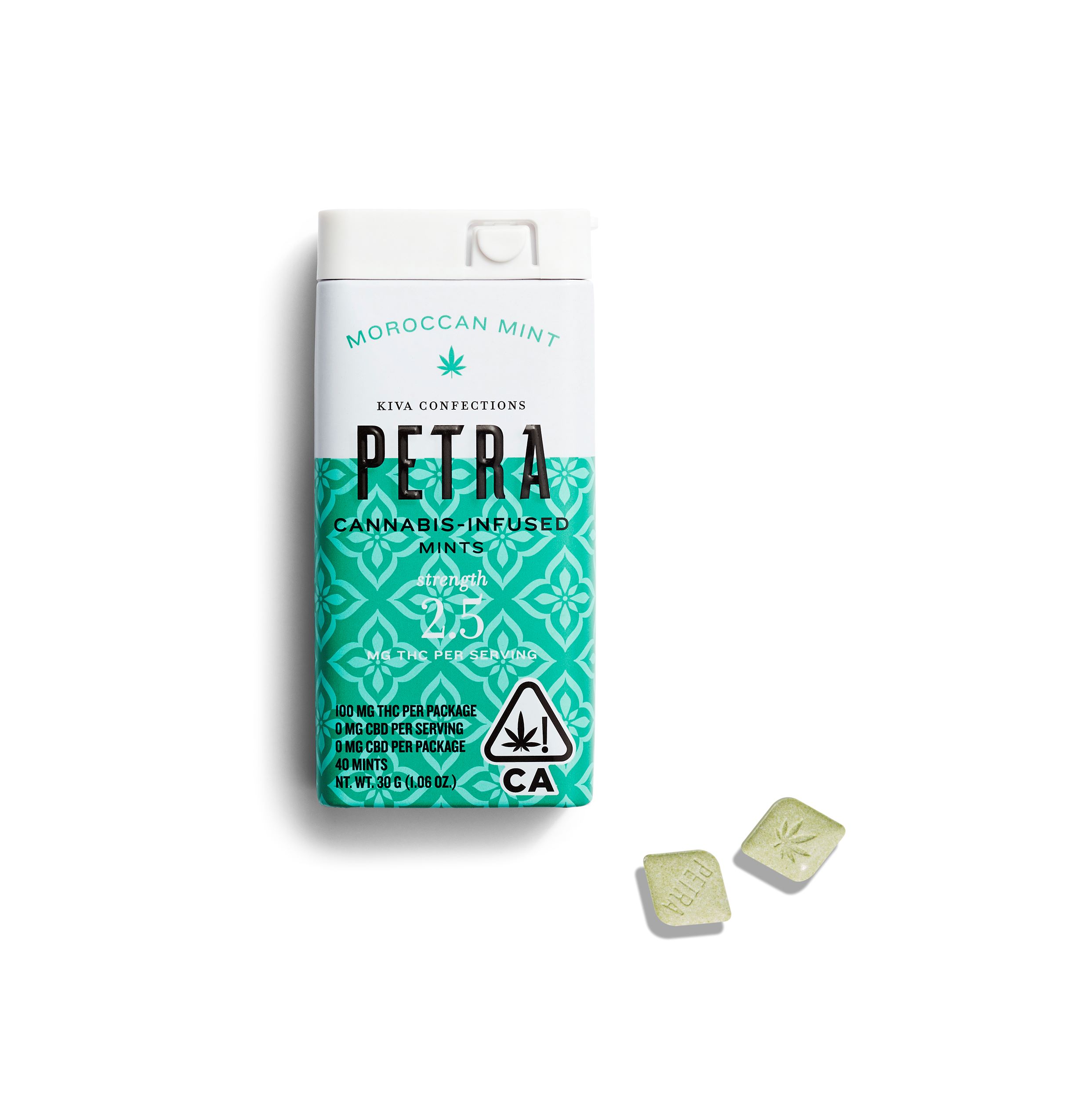 Photograph of product: KIVA PETRA MINTS MOROCCAN MINT 100MG