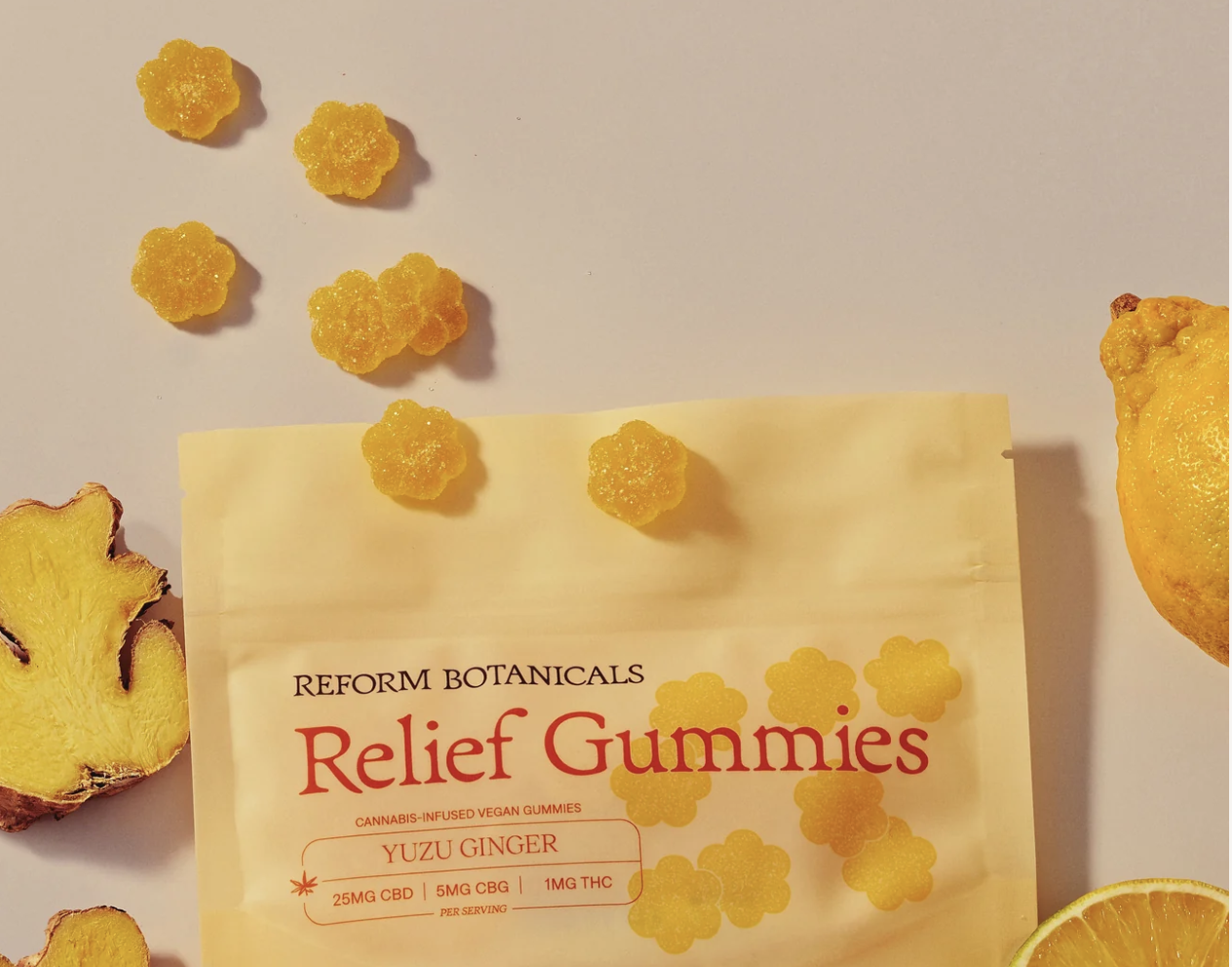 Photograph of product: Yuzu Ginger - 25mg:5mg:1mg 2pk - Relief Gummies