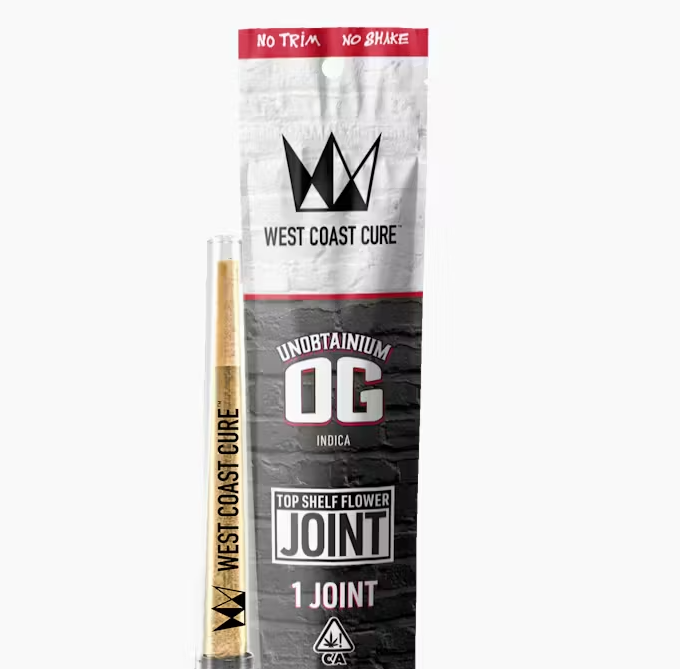 Photograph of product: West Coast Cure Unobtainium OG Indica Preroll 1g