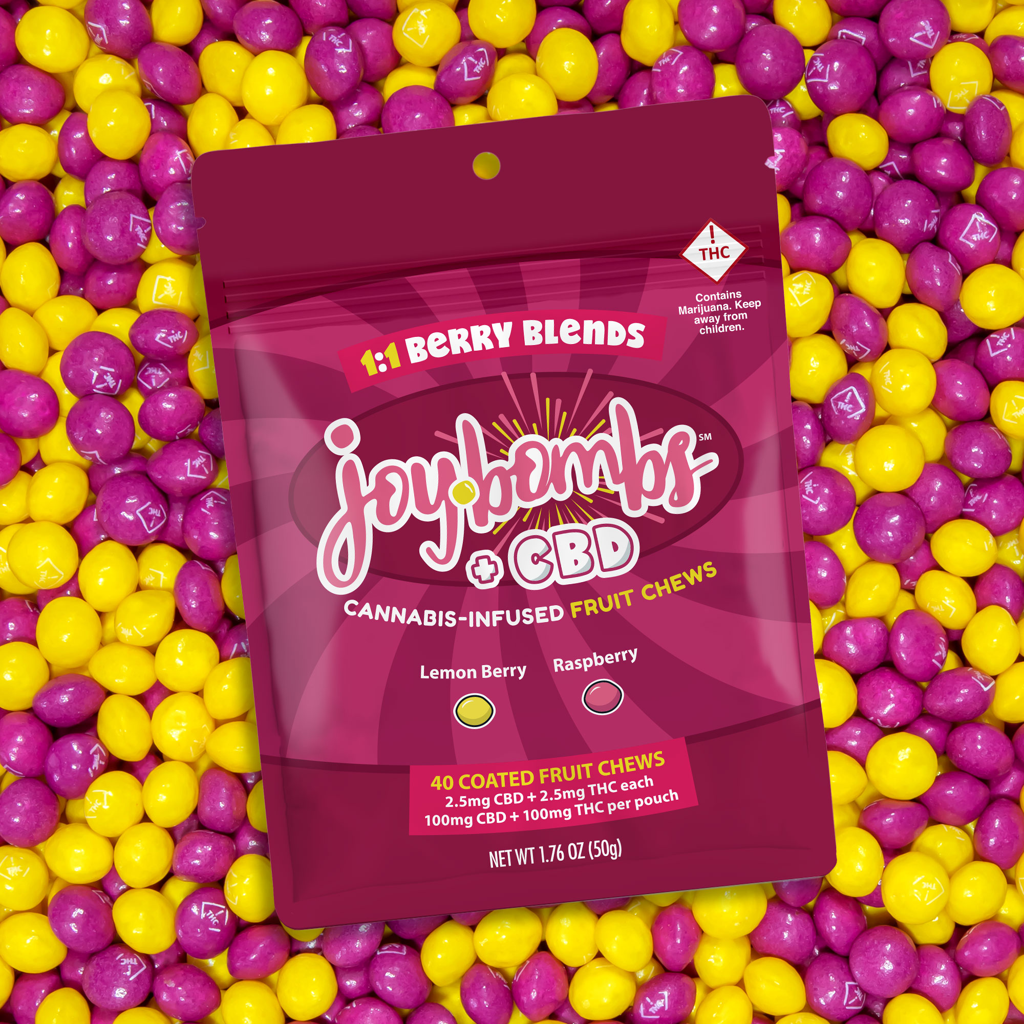 Photograph of product: Joybombs | 100mg Chews | Berry Blends 1:1