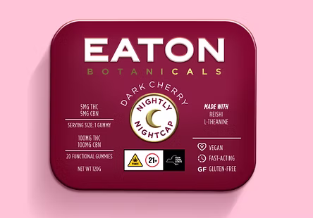 Photograph of product: Eaton Botanicals Functional Gummies 20pk - Dark Cherry - Nightly Nightcap - 5mg TH-oui/5mg CBN