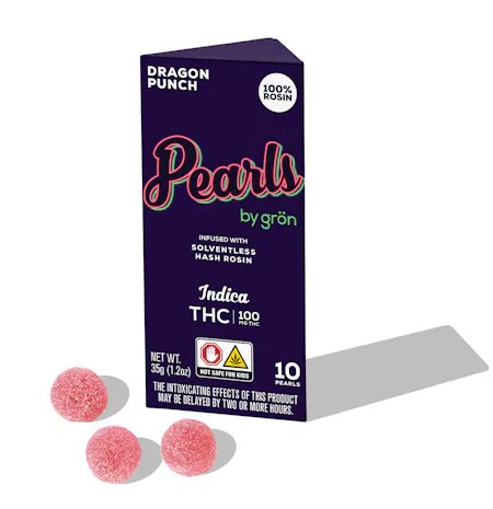 Photograph of product: Gron | Pearls | Dragon Punch | Gummies 10pk | au chocolat Rosin | 100mg