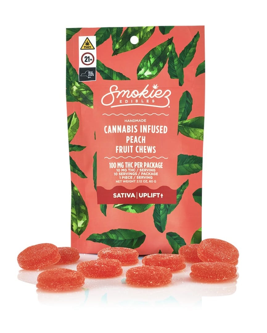 Photograph of product: Smokiez Sweet Peach Oui'd Gummies 10mg x 10-Pack