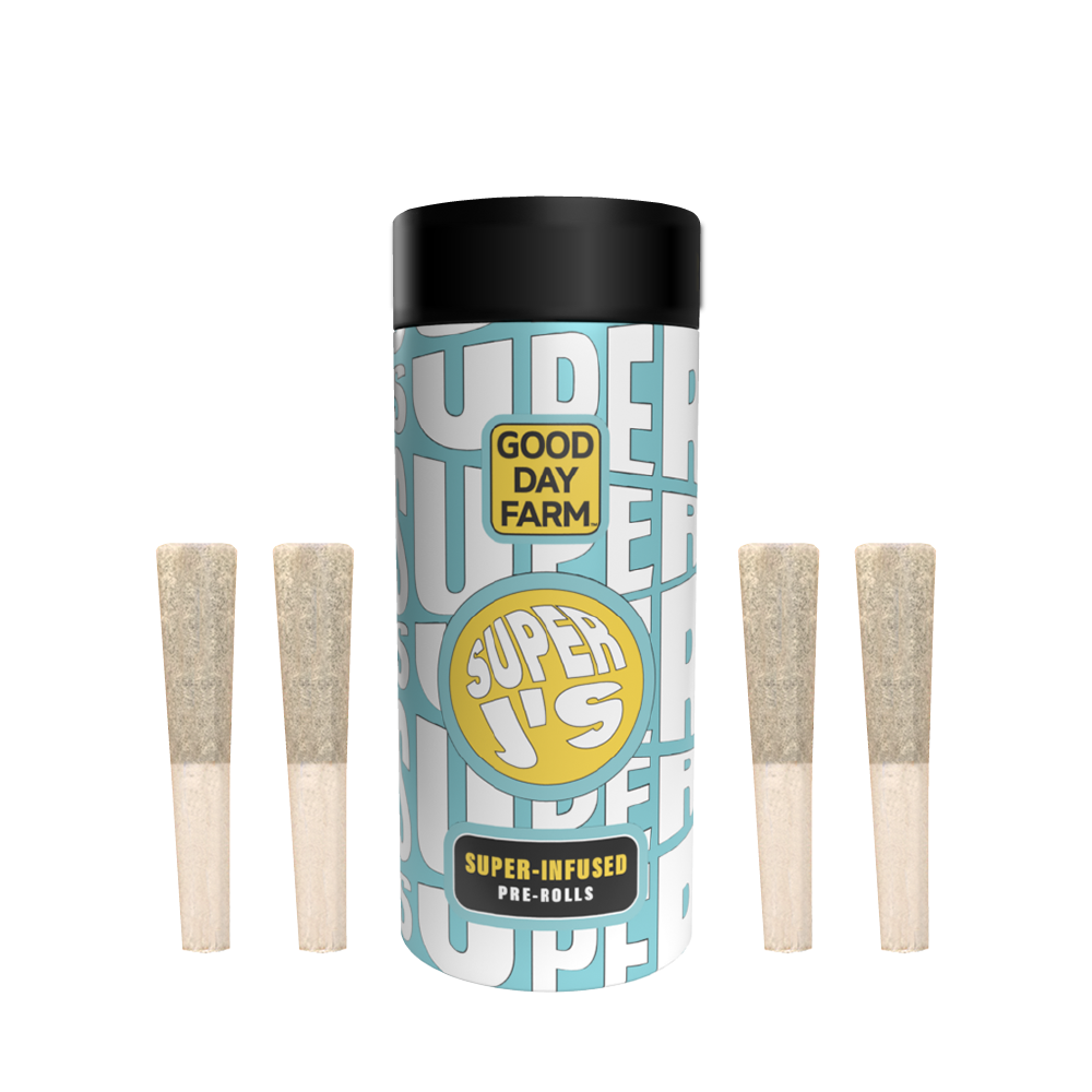 Photograph of product: GDF: Infused Pre-Roll Pack | Lemon x Kumquat | Super J's | 0.5g ea | 4pk