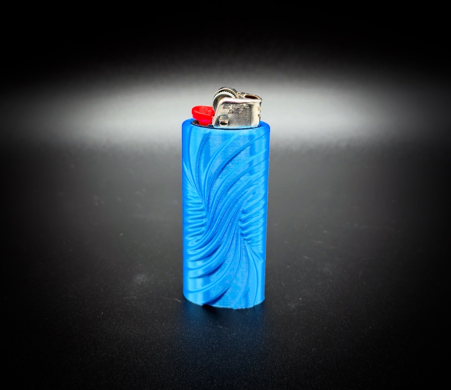 Photograph of product: HighByDesign Bic Lighter Case Endless Funnel Edition-Neon Blue