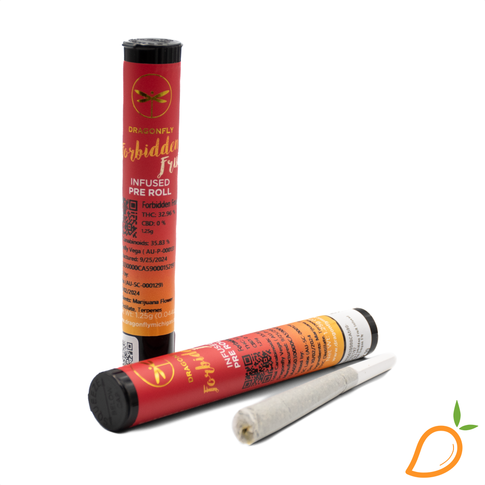 Photograph of product: 1.25g Forbidden Fruit Infused Preroll Dragon Fly