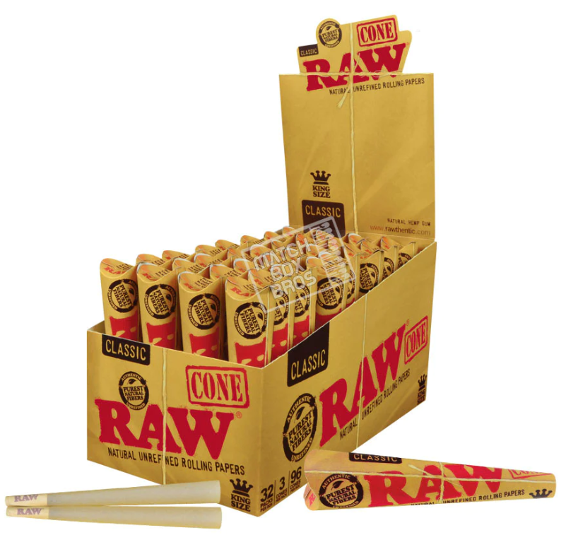 Photograph of product: RAW Classic King Size Pre-Rolled Cones 3pk