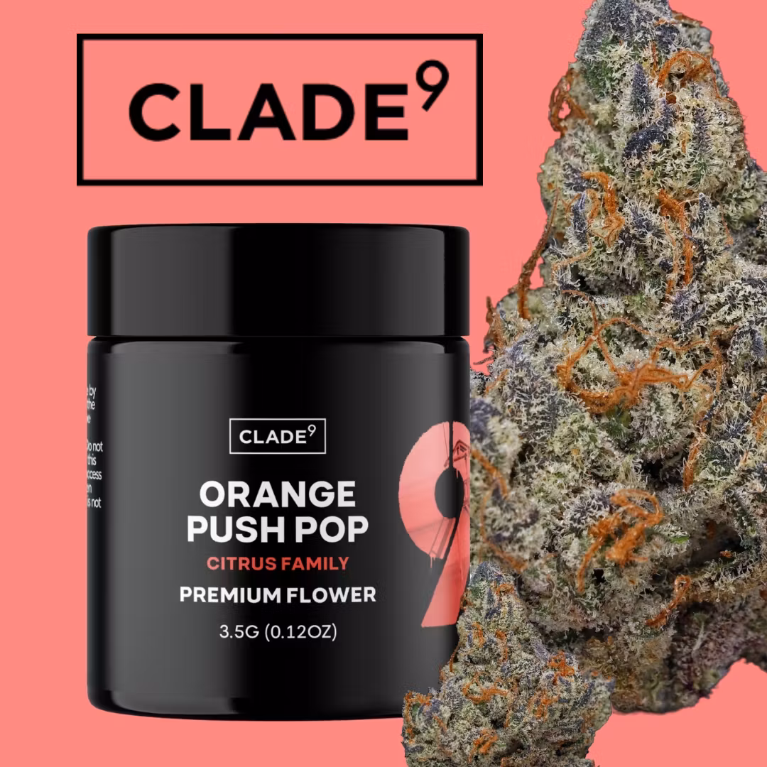 Photograph of product: Clade 9 - Orange Push Pop - flower - 3.5g