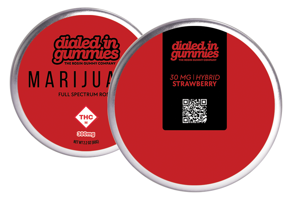 Photograph of product: DIALED IN 300MG STRAWBERRY HIGH DOSE ROSIN GUMMIES