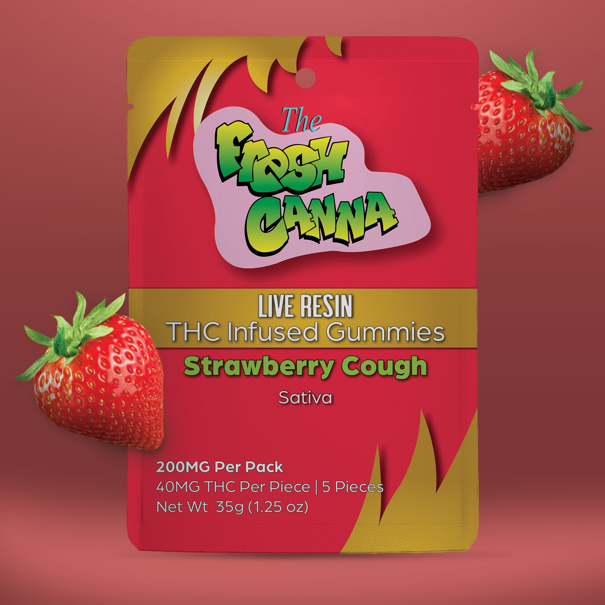 Photograph of product: Fresh Canna | Strawberry Cough | 200mg Live Resin Gummies