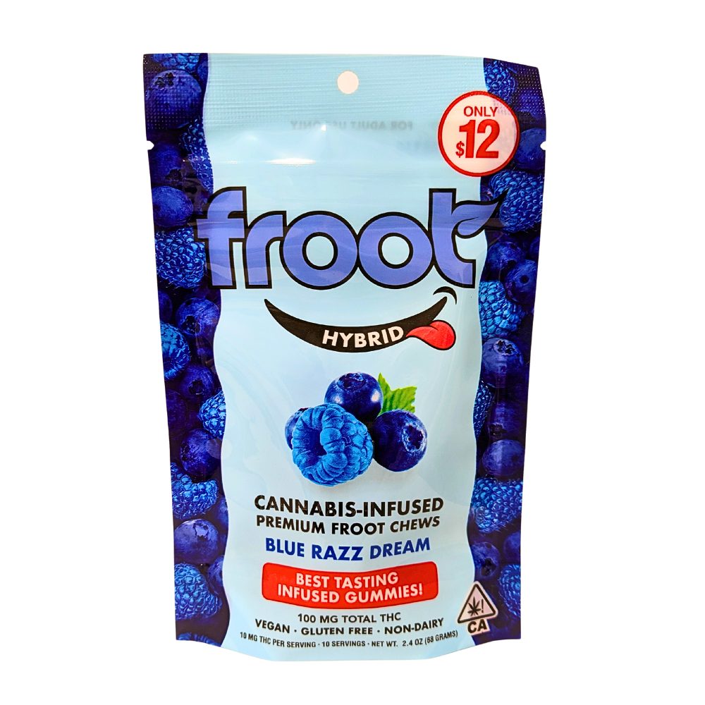Photograph of product: Froot Gummies 100mg 10pk - Blue Razz Dream (H)