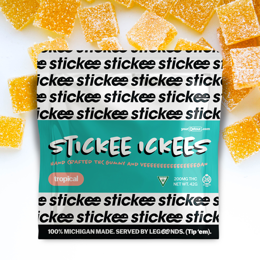 Photograph of product: STICKEE ICKEES | Tropical | Hand Crafted Vegan Gummies | 5 x 40mg