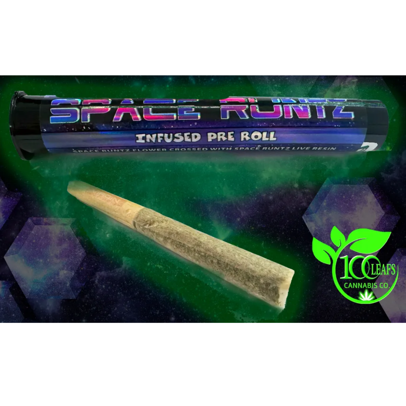 Photograph of product: 100 Leafs - Space Runtz Kush Cannon PR