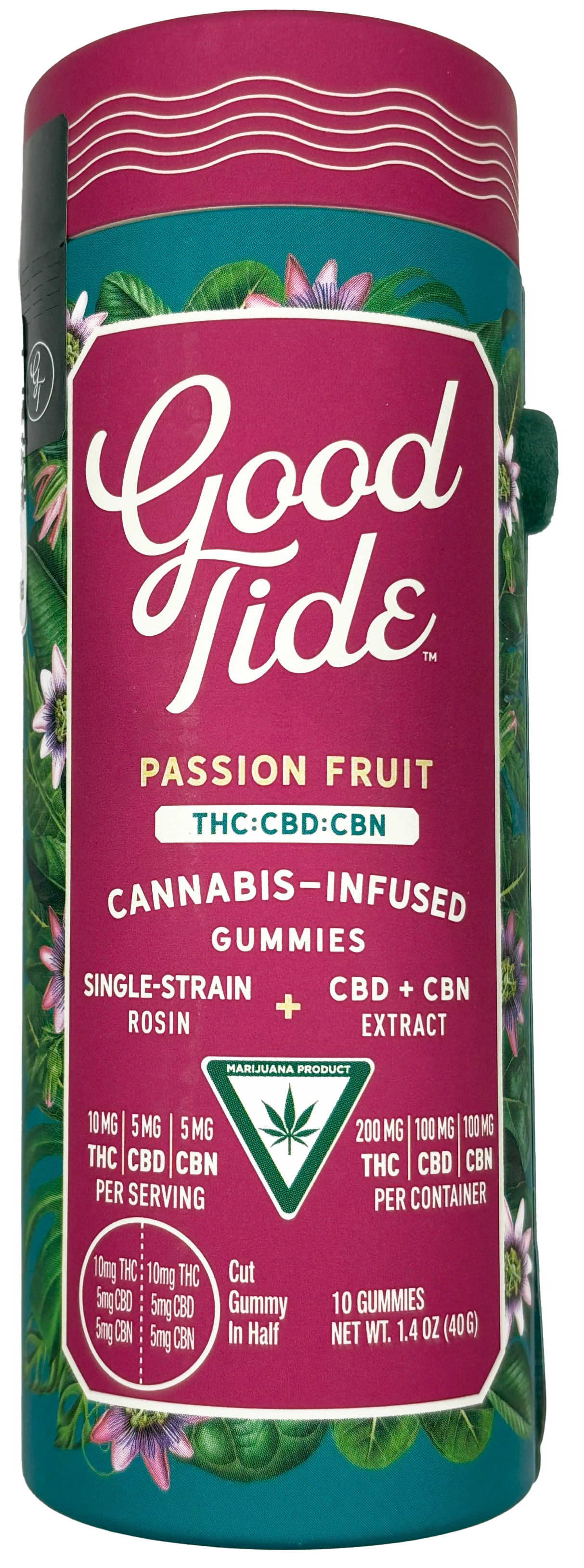 Photograph of product: Good Tide | Passion Fruit SLEEP | Hash Rosin Gummy Edible | 200mg THC/100mg CBD/100mg CBN