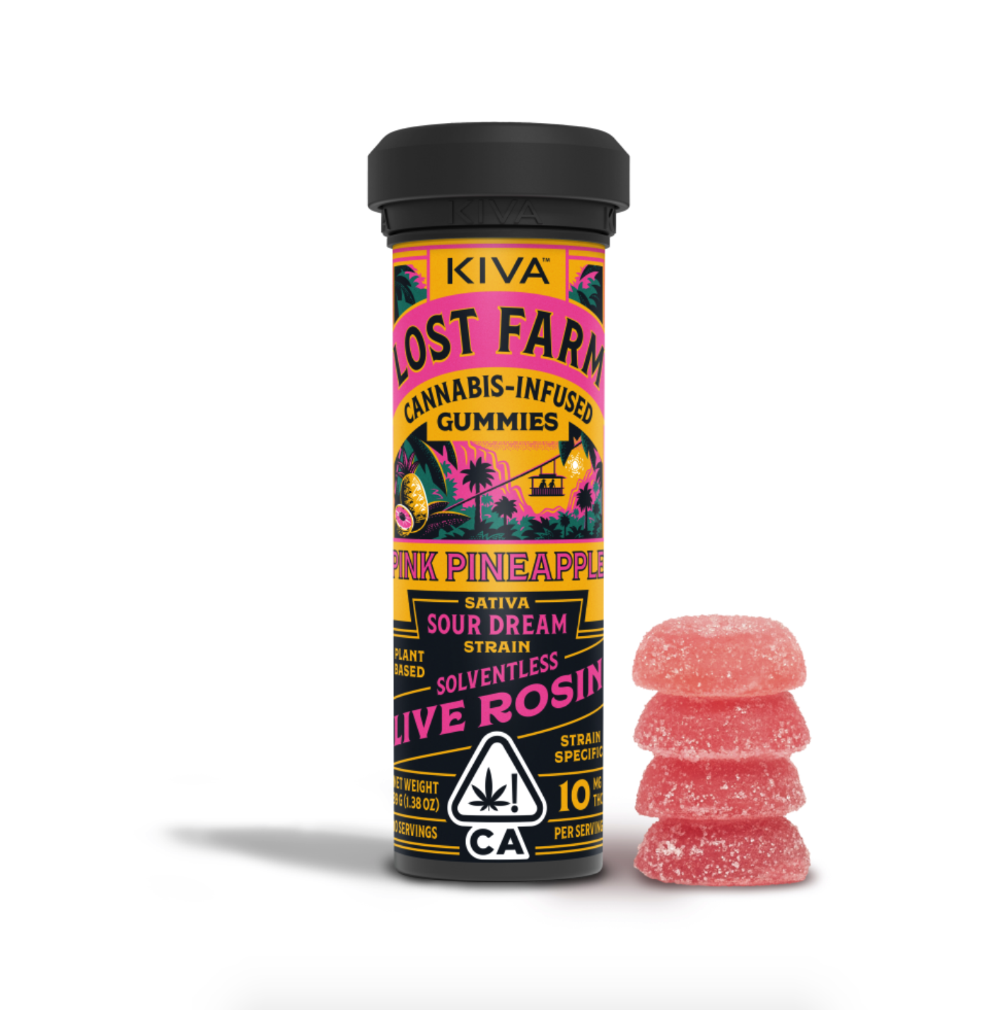 Photograph of product: LOST FARM PINK PINEAPPLE SOUR DREAM ROSIN GUMMIES