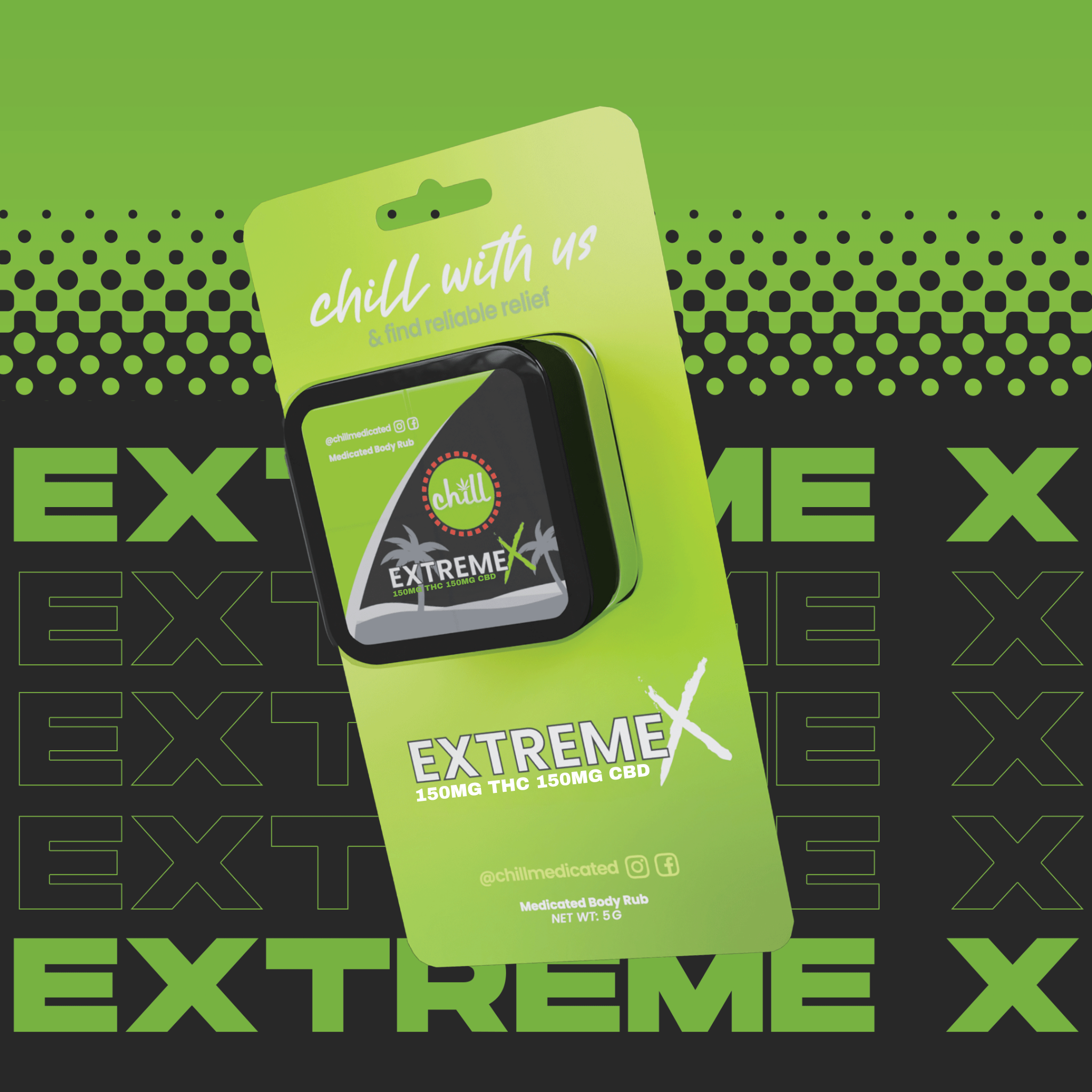 Photograph of Product: 1:1 Extreme X CBD:THC Chill-To-Go Body Rub