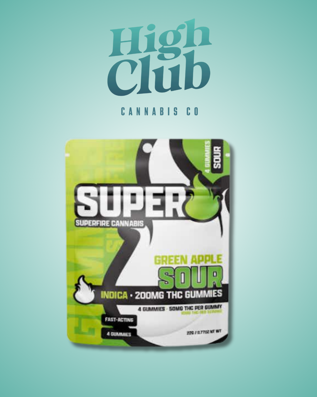 Photograph of product: 200mg Superfire Edible | Sour Green Apple