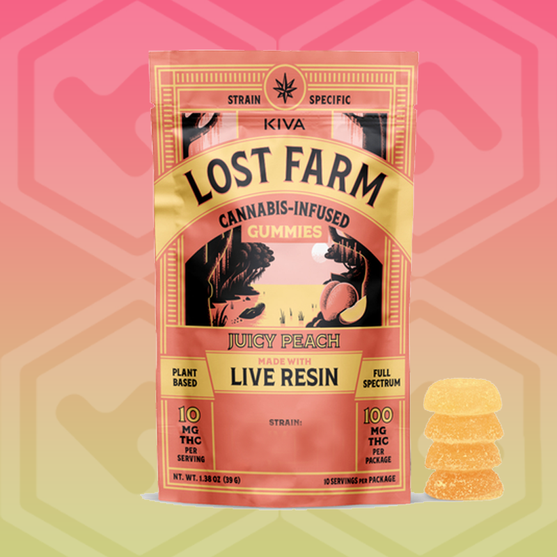 Photograph of product: Lost Farms | Juicy Peach | GSC Sherbet Live Resin | 100 mg | 10 Pack