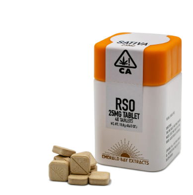 Photograph of product: Emerald Bay Extracts Strawberry Cough 25MGx40PK RSO Oui'd Tablets