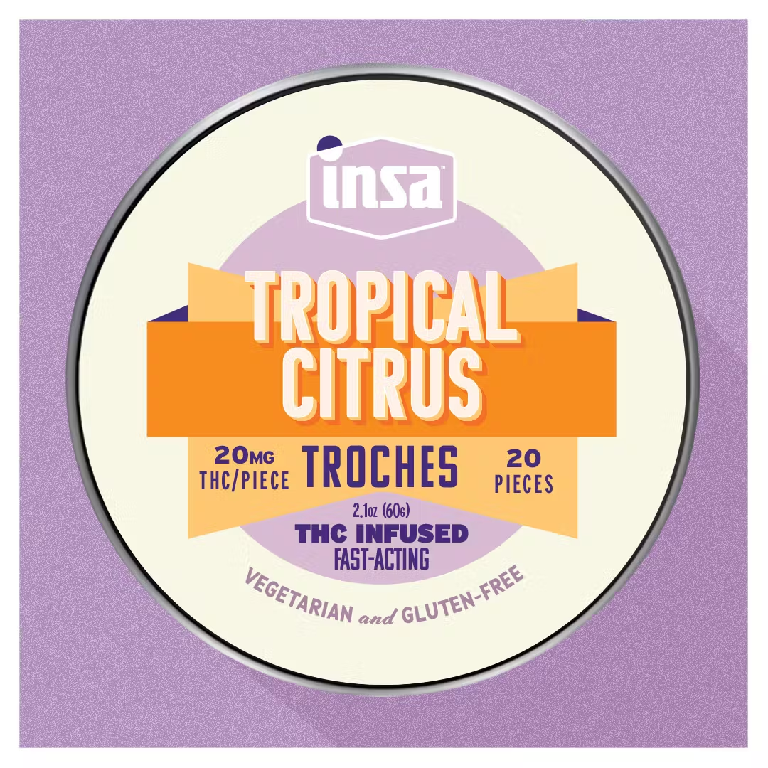 Photograph of product: Tropical Citrus | 20mg RSO Troches | 20pk